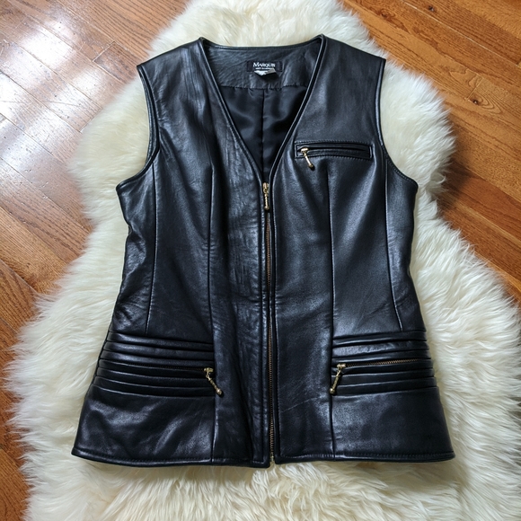 Vintage fitted leather vest